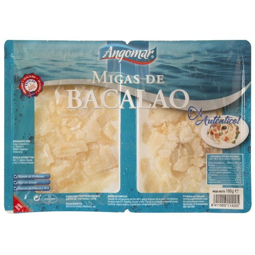 ANGOMAR Bacalao salado desmigado ANGOMAR 90 gramos pack de 2 uds.