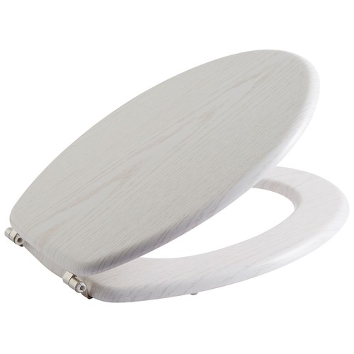 Tapa WC con bisagras de metal, madera de color blanco, 46,7 x 39,5cm., ACTUEL.