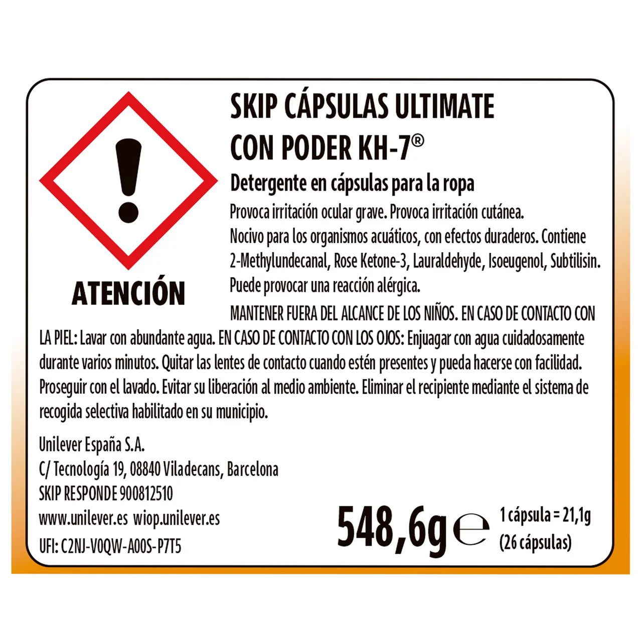 SKIP KH-7 Ultimate Detergente en cápsulas poder 22 lav.