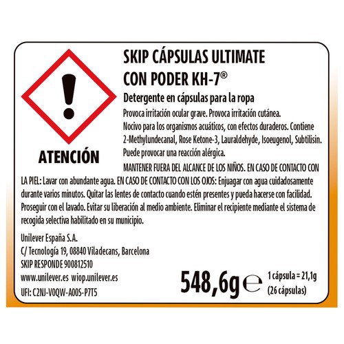 SKIP KH-7 Ultimate Detergente en cápsulas poder 22 lav.
