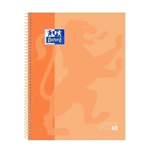 Cuaderno tamaño A4, tapa dura con espirales, 80 hojas con cuadrículas de 5 x 5, color melocotón, OXFORD