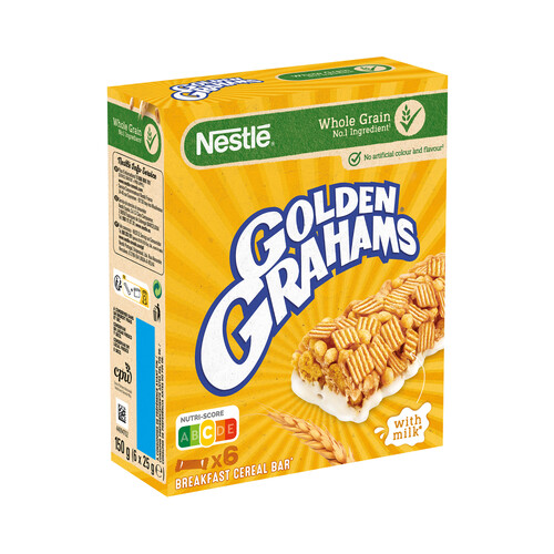 NESTLÉ Barritas de cereales tostados con leche NESTLÉ GOLDEN GRAHAMS caja 6 uds. 150 g.