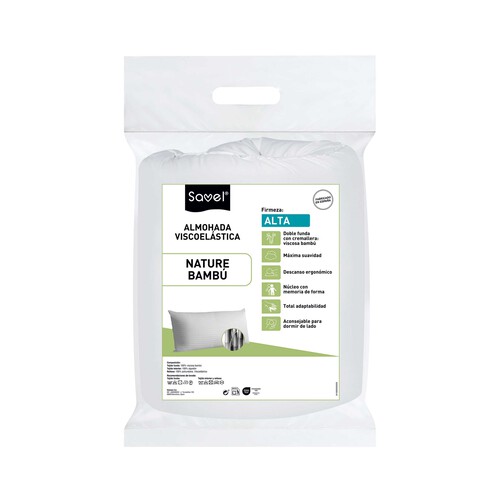 Alcampo Almohada viscoelástica 75cm bambú firmeza alta SAVEL Black