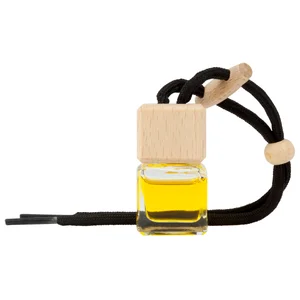 Ambientador coche limón en frasco colgante decorativo, cordón negro. , PARADISE SCENTS.