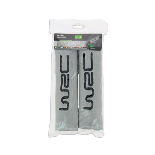 Juego de 2 protectores de cinturón de poliester gris, con fijación sencilla mediante velcro y acolchado para una mayor comodidad WRC.