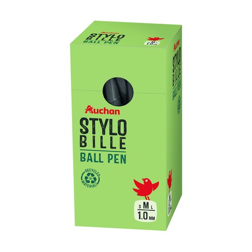 Bolígrafo de tinta negra 1mm, plástico reciclado, ALCAMPO.