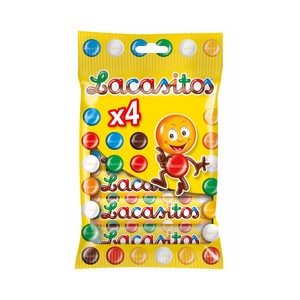 Imagen de LACASITOS Grageas de colores con chocolate pack de 4 uds. 80 g.
