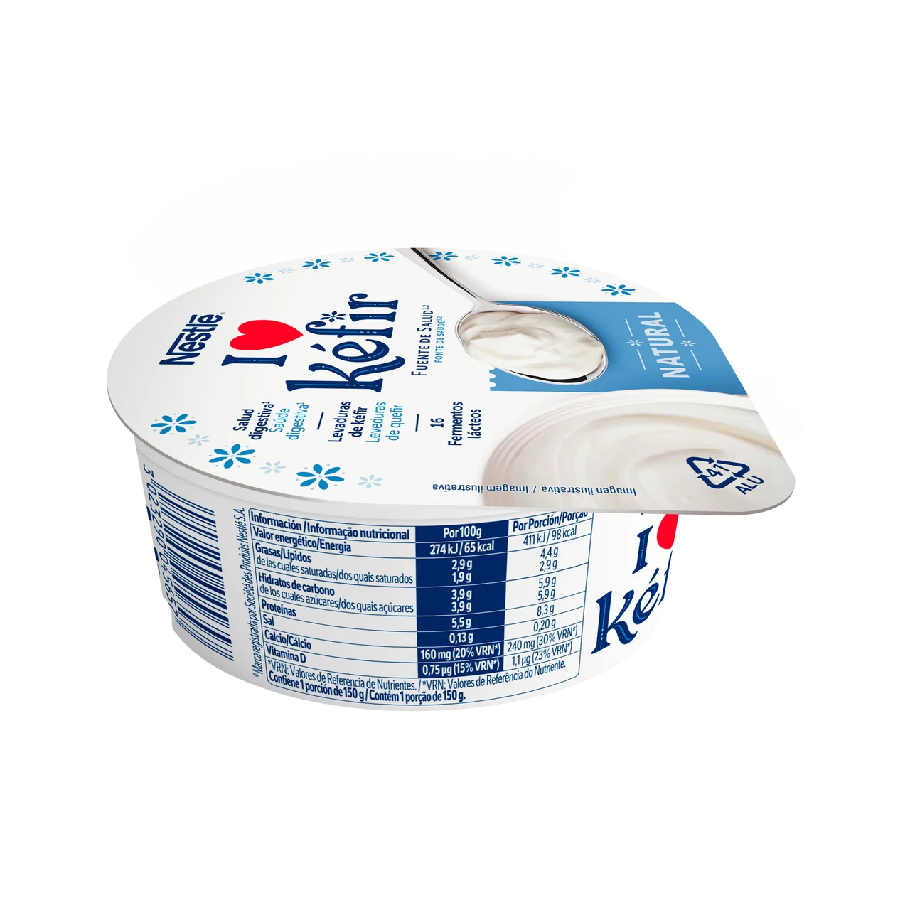 Kéfir natural elaborado con fermentos lácteos y levaduras 150 g.