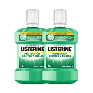 LISTERINE Enjuague bucal de uso diario, son sabor a menta fresca, para el cuidado de dientes y encías 2 x 1 l.