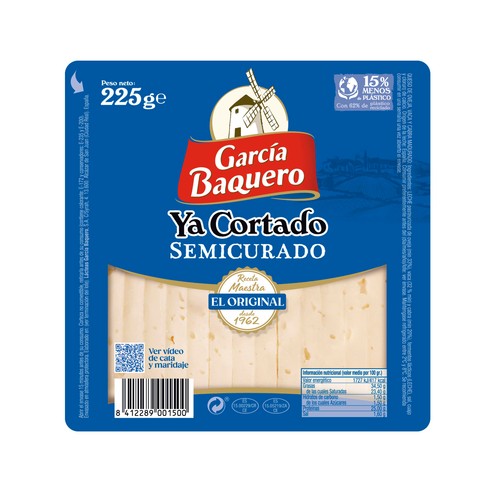 Queso semicurado de vaca, oveja y cabra Ya Cortado GARCÍA BAQUERO, cuña de 250 g.