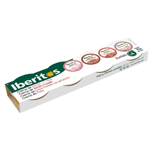 IBERITOS Patés surtidos (Jamón York, Jamón curado, pollo, pavo) 4 x 25 g.