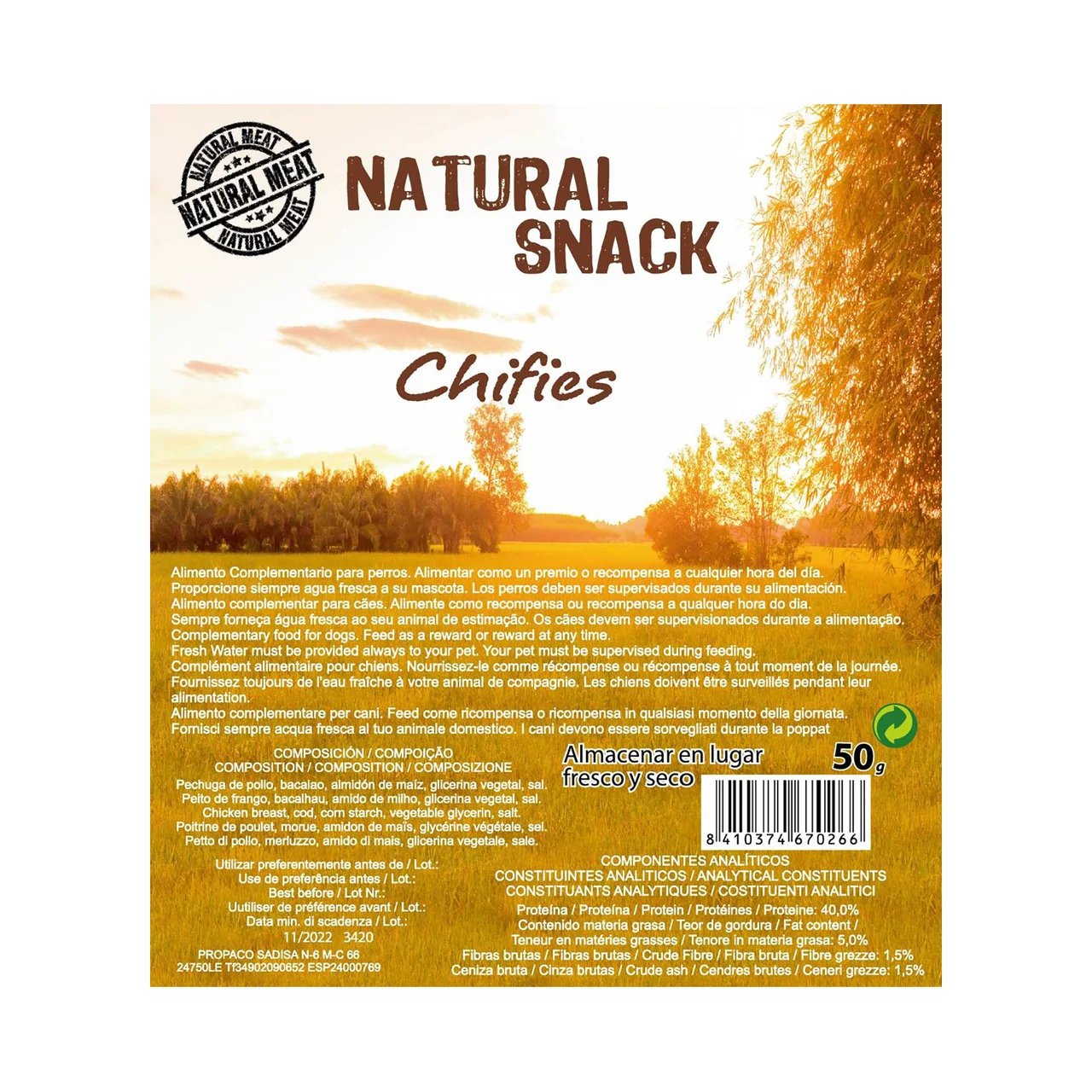 Snack para perro natural 50 g.