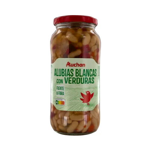 PRODUCTO ALCAMPO Garbanzos cocidos con verduras frasco de 400 g.