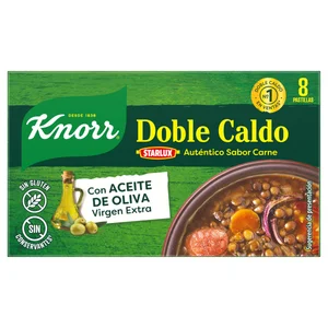 KNORR Pastillas de caldo sabor carne con toque aceite oliva 8 uds. 80 g.
