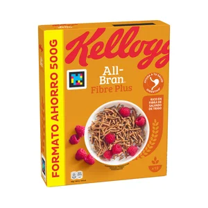 KELLOGG"S All bran plus Cereales de trigo (salvado de trigo rico en fibras) 500 g.