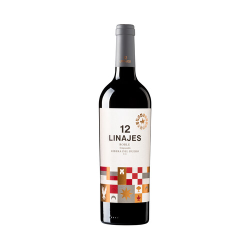 LOS DOCE LINAJES DE SORIA  Vino tinto roble con D.O. Ribera del Duero roble 12 LINAJES botella de 75 cl.