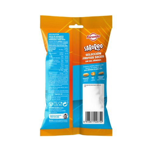 FACUNDO Saboreo. Cocktail de frutos secos sin sal añadida - 150 g.