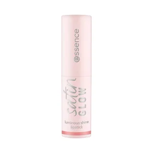 ESSENCE Satin glow tono 02 Blushin it, nude rosado Barra de labios cremosa, acabado luminoso.