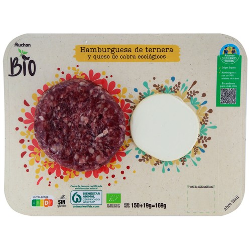 ALCAMPO CULTIVAMOS LO BUENO ECOLÓGICO Hamburguesa con medallón de queso de cabra duo ecológico  169g.