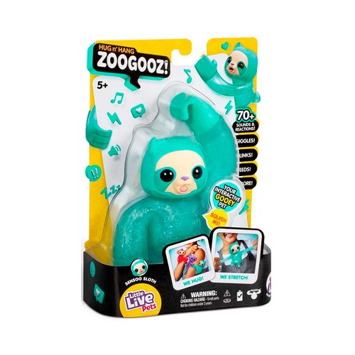 Little Live Pets Hug n' Hang Zoogooz - Unicornio Uoolla. Juguete electrónico interactivo y elástico para mascotas con más de 70 sonidos y reacciones. Estira, aprieta y une sus manos. Muéstralas