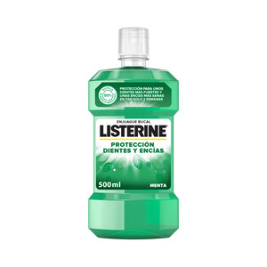 Imagen de LISTERINE Enjuague bucal de uso diario, protector de dientes y encias con sabor a menta fresca LISTERINE 500 ml.