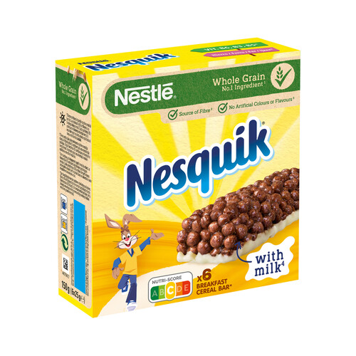 NESTLÉ Barritas de cereales con chocolate NESTLÉ NESQUIK 6 uds. x 25 g.