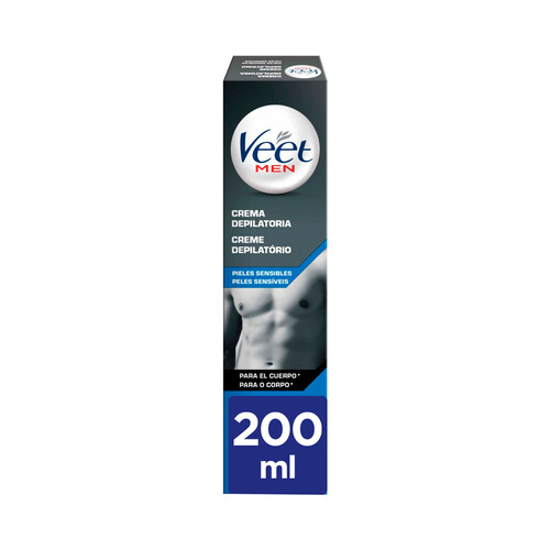 Crema depilatoria corporal para hombre, espeical pieles sensibles VEET Men 200 ml.