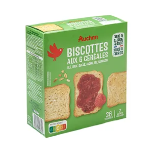 PRODUCTO ALCAMPO Biscotes de 6 cereales en sobres de 2 uds. 300 g.