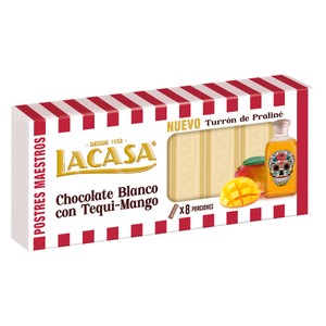 Imagen de LACASA Postres maestros turrón de chocolate blanco con tequila y mango 225 g.