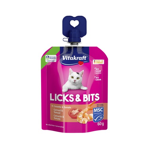 VITAKRAFT Snack gato licks bits gambas y tomate 60gr