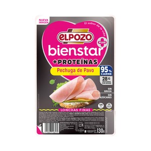 Imagen de EL POZO Bienstar + proteínas Pechuga de pavo cortada en finas lonchas y con alto contenido en proteínas130 g.
