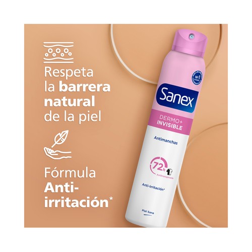 SANEX Dermo+ invisible Desodorante en spray para mujer, antitranspirante 72 horas 200 ml.