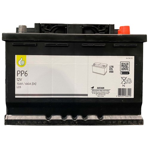 Batería de coche 70Ah, arranque 640A, 12V, ALCAMPO
