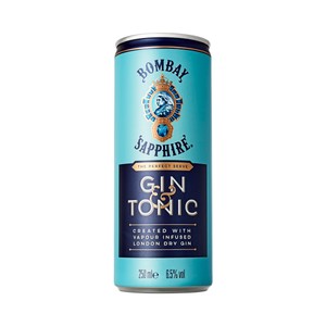 Imagen de BOMBAY Combinado de Bombay Sapphire London Dry Gin con tónica BOMBAY Sapphire & tonica lata de 250 ml.