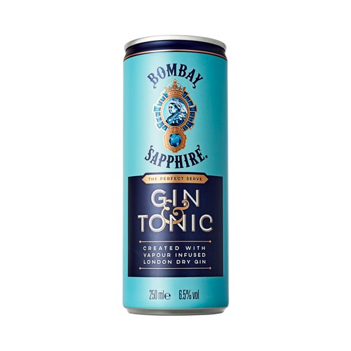 BOMBAY Combinado de Bombay Sapphire London Dry Gin con tónica BOMBAY Sapphire & tonica lata de 250 ml.