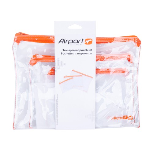 Set de bolsa transparente para viaje, color naranja, ALCAMPO.