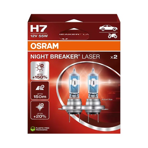2 lamp h7 12v 150% mas de brillo  night breaker laser. OSRAM