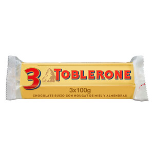 Imagen de TOBLERONE Barrita de chocolate con leche, miel y almendras 3 uds. 100 g.