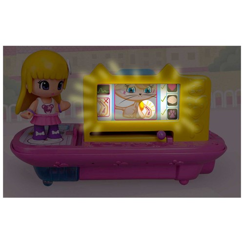 Playset Ambulancia de mascotas con luz, incluye 1 figura, una mascota y accesorios PINYPON.