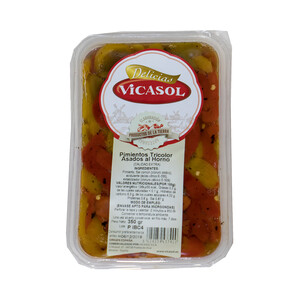 Imagen de VICASOL Pimientos tricolor en tiras 315 g.