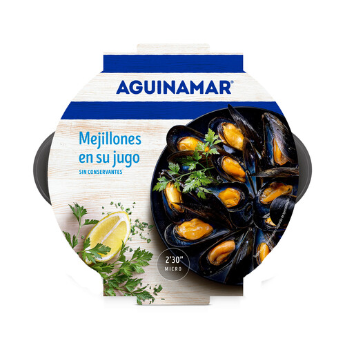 Mejillones cocidos en su jugo AGUINAMAR 500 g.