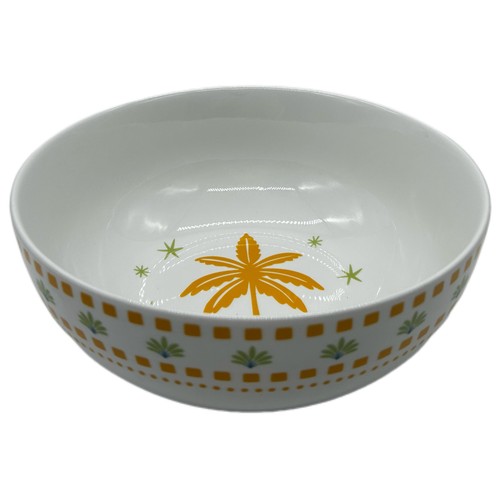 Ensaladera 25.3cm porcelana decorado palmera. ACTUEL