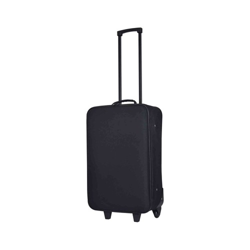 Maleta mediana flexible con 2 ruedas, de poliéster, color negro, tamaño 59cm, PRODUCTO ECONÓMICO ALCAMPO.