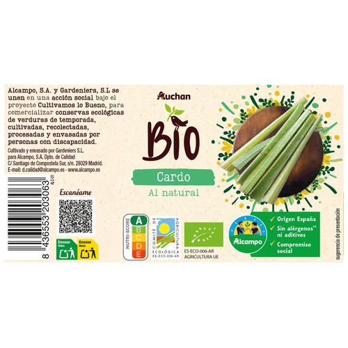 ALCAMPO CULTIVAMOS LO BUENO Bio Cardo ecológico al natural de origen español bote 400 g.