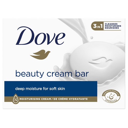 DOVE Pastilla de jabón de tocador con 1/4 de crema hidratante DOVE Beauty 90 g.