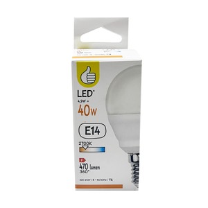 Imagen de Bombilla LED E14 4,9W=40W, 2700K, 470lm, luz cálida, AUCHAN.