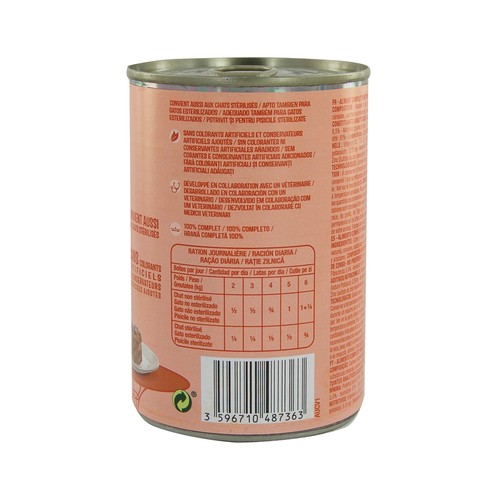 PRODUCTO ALCAMPO Alimento para gatos de paté de buey  400 g.