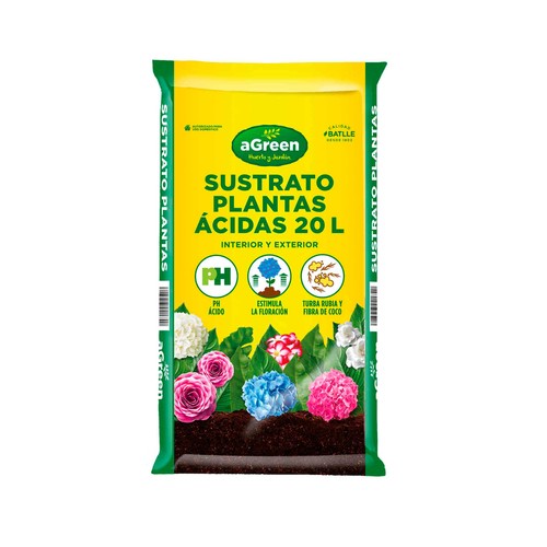 Sustrato para el cultivo de plantas ácidas, compuesto por turba rubia y fibra de coco HUERTO Y JARDÍN 20 litros.