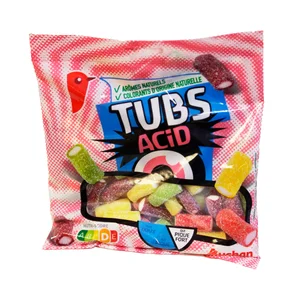 PRODUCTO ALCAMPO Gominolas tubitos ácidos fruta 200 gr.