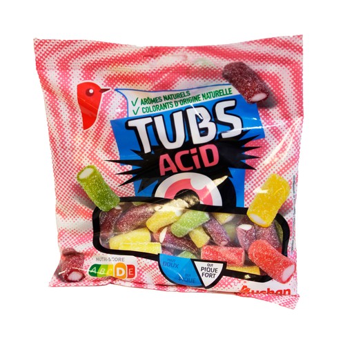 PRODUCTO ALCAMPO Gominolas tubitos ácidos fruta 200 gr.